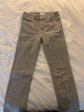 Frame Denim Plaid Skinny Jeans in Gray